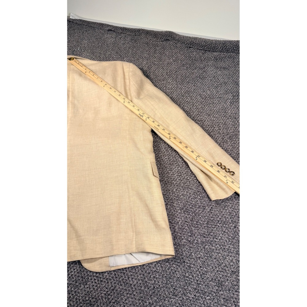 Jos. A. Bank Sport Coat 44 RG Beige Linen Wool Blend Two Button Blazer spring - Picture 9 of 16